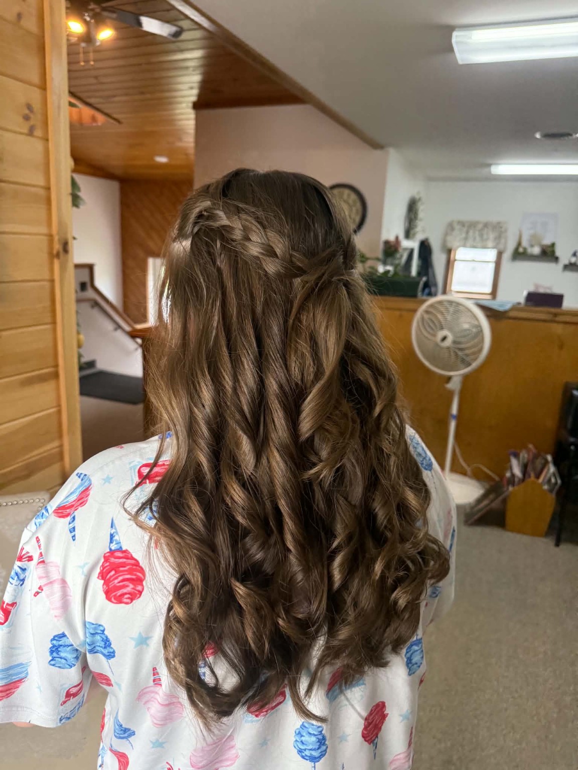 Braided half-up curls